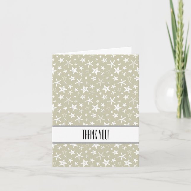 Tarjeta De Agradecimiento Sand White Starfish Gracias (Anverso)