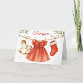 Tarjeta De Agradecimiento Santa Baby Christmas Clothesline Girl Baby Shower 