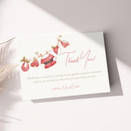 Tarjeta De Agradecimiento Santa Baby Red Clothes Winter Boy Baby Shower