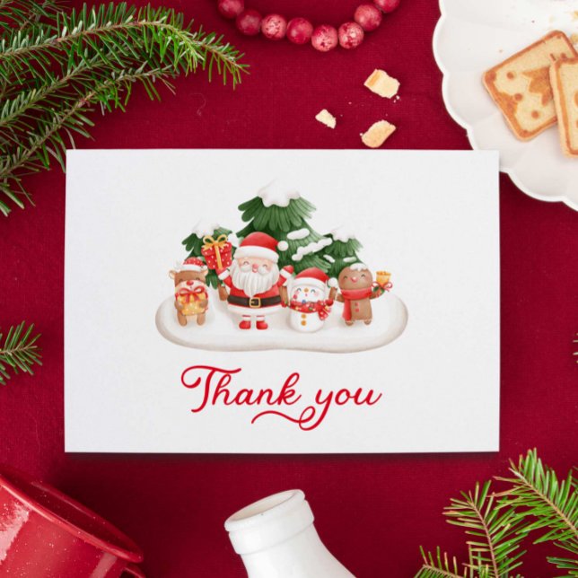 Tarjeta de agradecimiento Santa Baby Shower Flat a (Santa Baby Shower Thank you card)