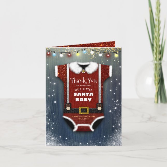 Tarjeta De Agradecimiento Santa Bebé Navidades Ducha Gracias (Anverso)
