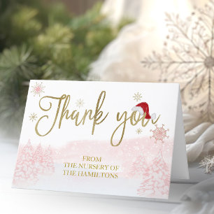 Tarjeta De Agradecimiento Santa Bebé Niña Navidad Gracias