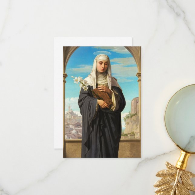 Tarjeta De Agradecimiento Santa Catalina de Siena, Santa Caterina, 1888 (Anverso/Reverso In Situ)