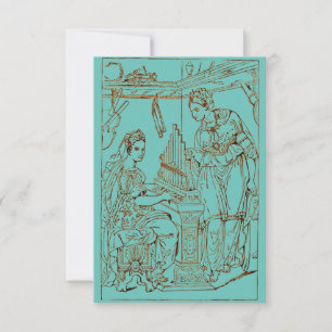 Tarjeta De Agradecimiento Santa Cecilia con Santa Catalina de Alejandría