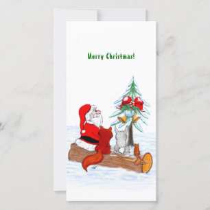 Tarjeta De Agradecimiento Santa Claus con Fox de Conejo y Squirrel