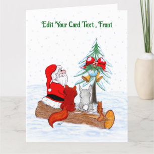 Tarjeta De Agradecimiento Santa Claus con Fox de Conejo y Squirrel