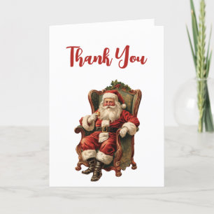 Tarjeta De Agradecimiento Santa Claus Navideño Tradicional
