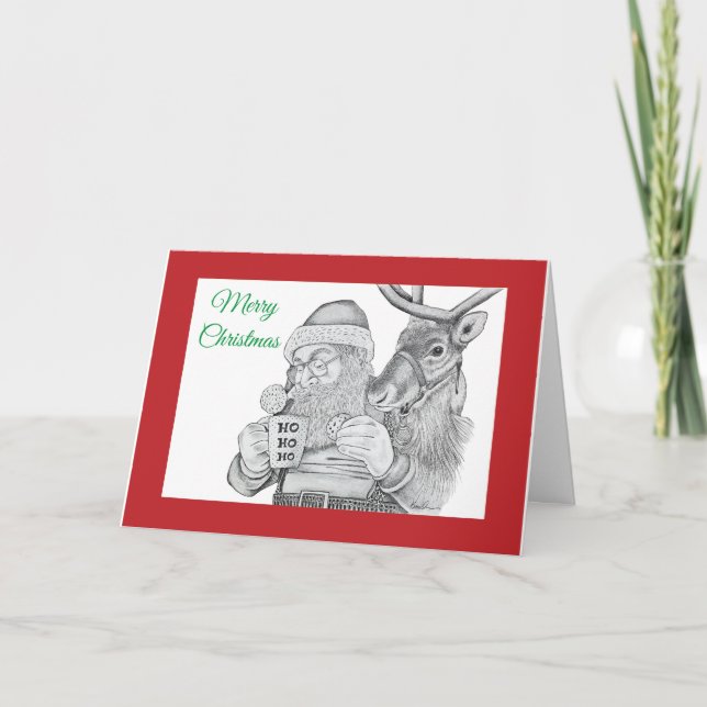 Tarjeta De Agradecimiento Santa Claus y los renos (Anverso)