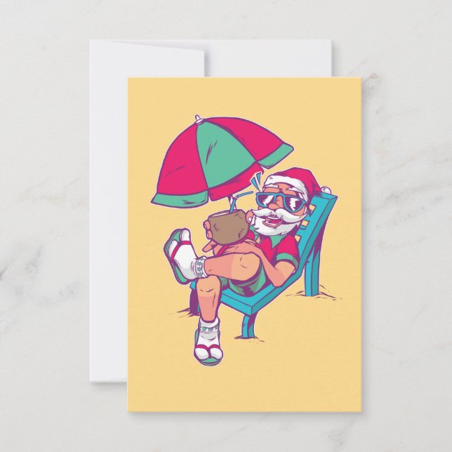 TARJETA DE AGRADECIMIENTO SANTA EN NAVIDADES DE VACACIONES EN JULIO  (Anverso)
