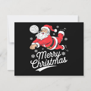 Tarjeta De Agradecimiento Santa Jugando Voleibol Pijama De Navidad Cool Spo