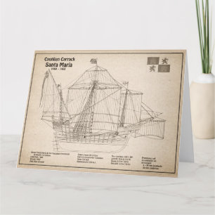 Tarjeta De Agradecimiento Santa María - Plan de Blueprint para barcos SD