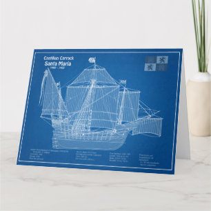 Tarjeta De Agradecimiento Santa María - Planes de Blueprint de barco ABD