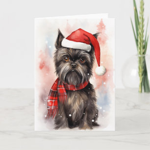 Tarjeta De Agradecimiento Santa Patas Navideño Perro Affenpinscher Festivo N