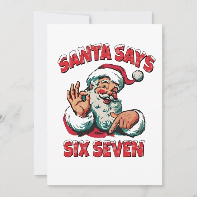 Tarjeta De Agradecimiento Santa Says Six Seven 6 7 Christmas Santa Claus  (Anverso)