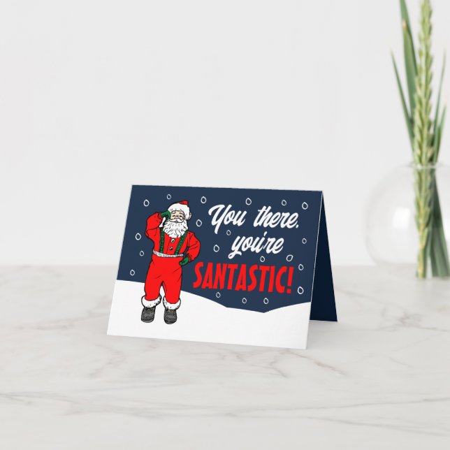Tarjeta De Agradecimiento Santa Snowy, eres Santástico, cliente estacional (Anverso)
