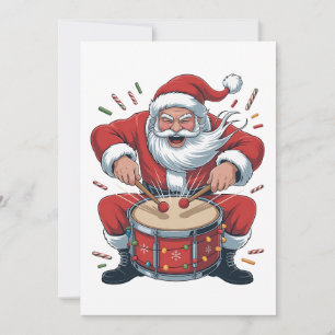 Tarjeta De Agradecimiento Santa tocando la batería Baterista de Navidad Xmas