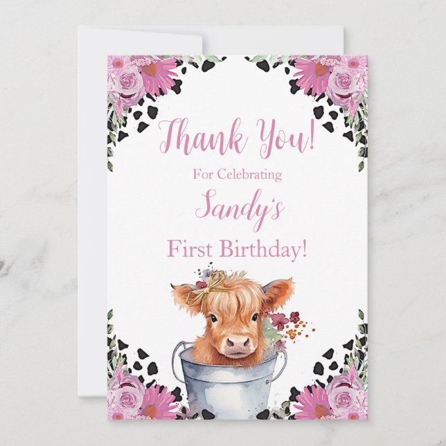 Tarjeta De Agradecimiento Santa Vaca Cumpleaños , Gracias (Anverso)