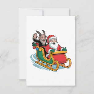 Tarjeta De Agradecimiento Santa y Krampus Malvado Oscuro Navidad Horror Xmas