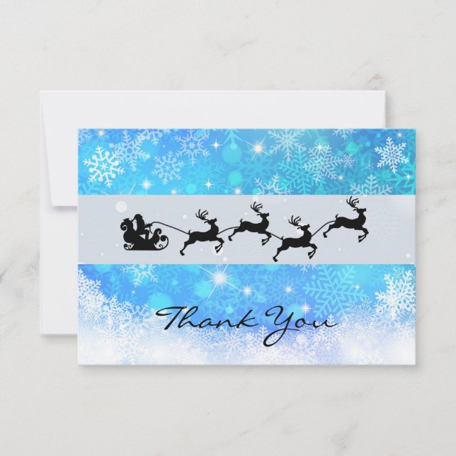 Tarjeta De Agradecimiento Santa y sus Navidades de Silhouette de renos volad (Anverso)