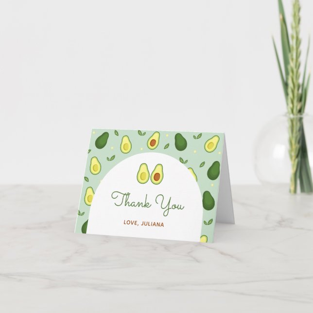 Tarjeta De Agradecimiento Santo Guacamole Aguacate Green Baby Shower (Anverso)