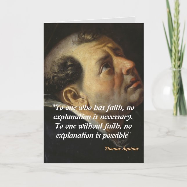 Tarjeta De Agradecimiento Santo Tomás De Aquinas Cita Sobre La Fe (Anverso)