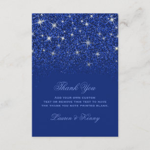 Tarjeta De Agradecimiento Sapphire Glitz Purpurina Gracias Cartas
