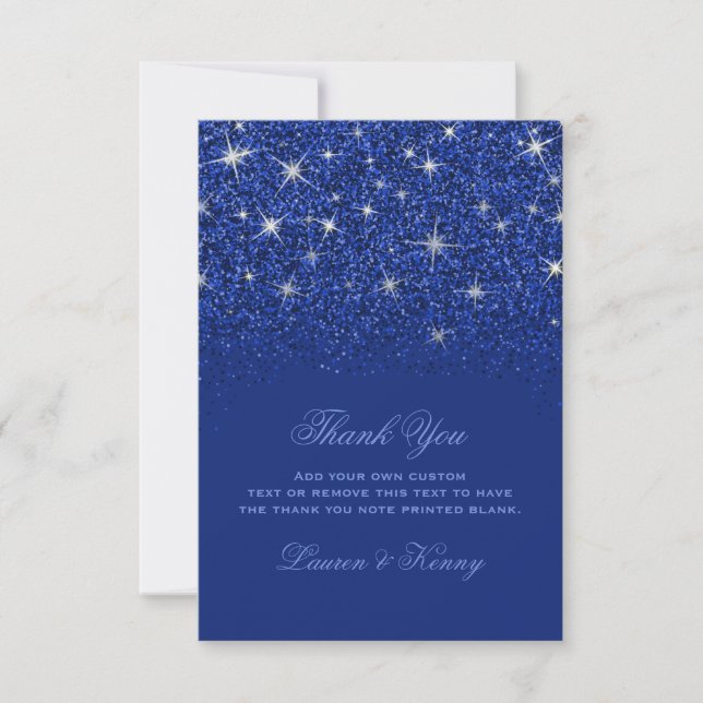 Tarjeta De Agradecimiento Sapphire Glitz Purpurina Gracias Cartas (Anverso)
