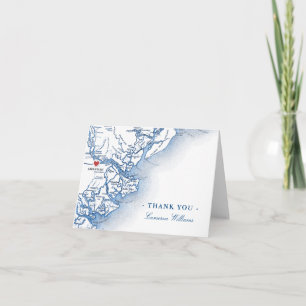 Tarjeta De Agradecimiento Savannah Georgia Map Navy Blue Personalized