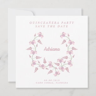 Tarjeta De Agradecimiento Save the Date Quinceañera Party Diseño Floral