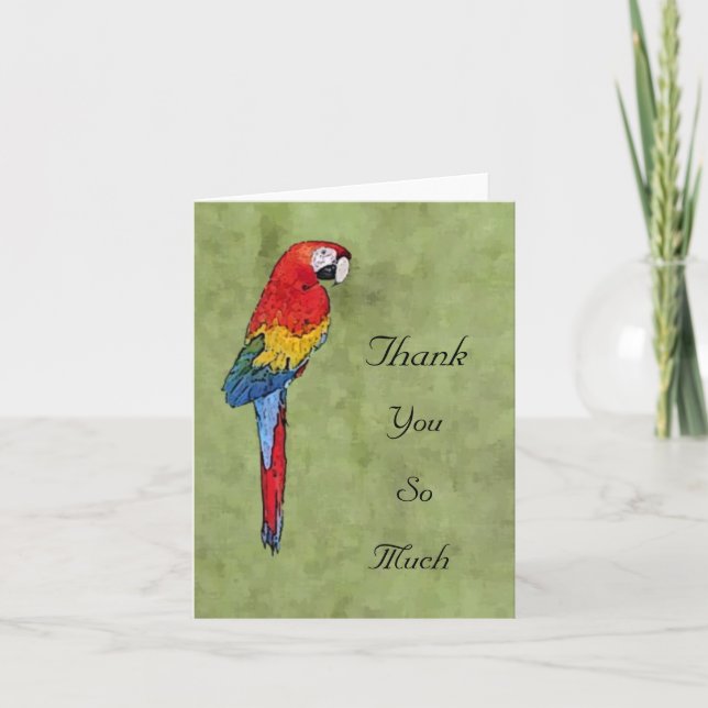 Tarjeta De Agradecimiento Scarlet Macaw Gracias Notecard (Anverso)