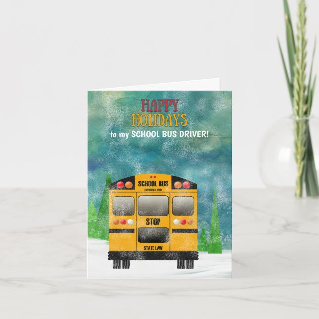 Tarjeta De Agradecimiento School Bus Driver Happy Holidays Thank you (Anverso)