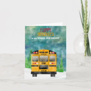 Tarjeta De Agradecimiento School Bus Driver Happy Holidays Thank you