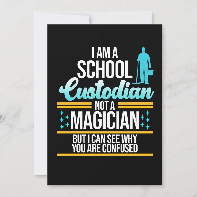 Tarjeta De Agradecimiento School Custodian Magician Caretaker Janitor Graphi (Anverso)