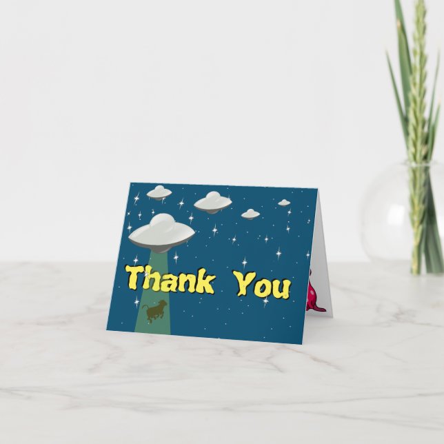 Tarjeta De Agradecimiento Sci Fi Flying Saucer: Gracias Por El Secuestro (Anverso)