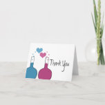 Tarjeta De Agradecimiento Science of Love Thank You Card<br><div class="desc">So fun and nerdy is this Science of Love Wedding Thank You Card which features a pair of beakers, one in blue and the other in fuchsia, with cute heart bubbles. This quirky and unique design is perfect for that nerdy couple wanting something memorable that matches their quirky personalities! Easy...</div>