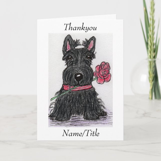 Tarjeta De Agradecimiento Scottie Dog Thankyou card amigo perro sentado etc (Anverso)