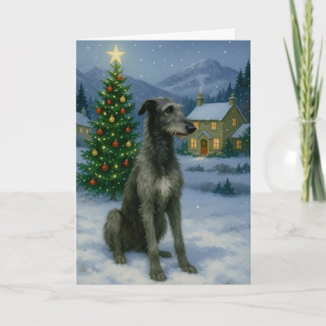 Tarjeta De Agradecimiento Scottish Deerhound Holiday Card (Anverso)