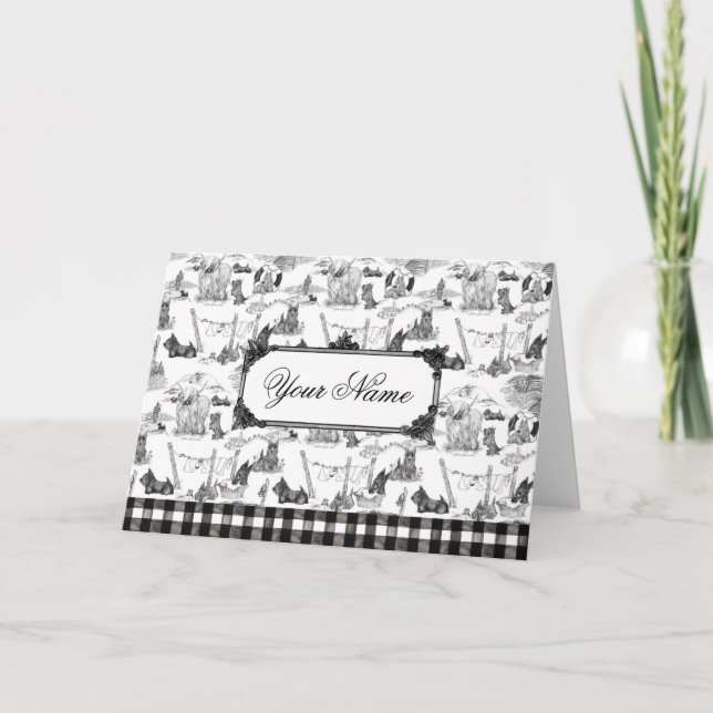 Tarjeta De Agradecimiento SCOTTISH Terrier Toile negro con nombre personaliz (Anverso)