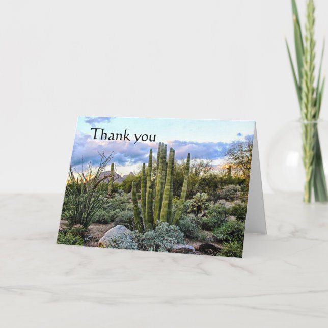 Tarjeta De Agradecimiento Scottsdale Succulent Sunset gracias (Anverso)