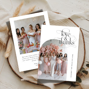 Tarjeta De Agradecimiento Script Amor y Gracias Bridal Shower Arco foto