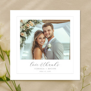 Tarjeta De Agradecimiento Script Amor y Gracias Elegante Foto de Boda