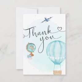 Tarjeta De Agradecimiento Script Blue Hot Air Balloon