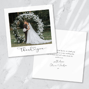 Tarjeta De Agradecimiento Script con Boda de multifotografía de corazón