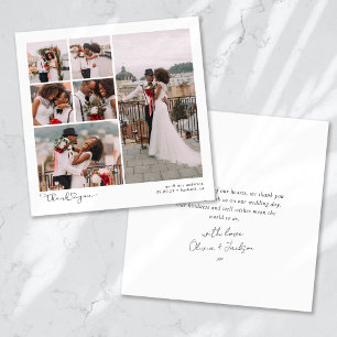 Tarjeta De Agradecimiento Script con Boda de multifotografía de corazón