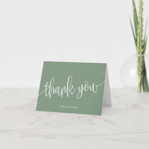 Tarjeta De Agradecimiento Script de Caligrafía Minimalista Verde Salvia