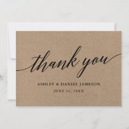 Tarjeta De Agradecimiento Script de Caligrafía Moderna Kraft Boda