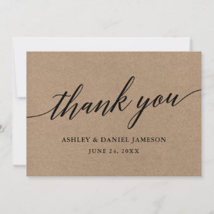 Tarjeta De Agradecimiento Script de Caligrafía Moderna Kraft Boda