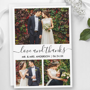 Tarjeta De Agradecimiento Script de Caligrafía Moderno de Moda Boda 3 Foto