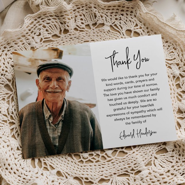 Tarjeta De Agradecimiento Script Funeral Photo Sympathy (Subido por el creador)