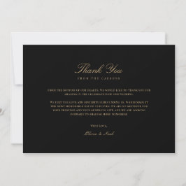Tarjeta De Agradecimiento Script Gold & Black Gracias Card
